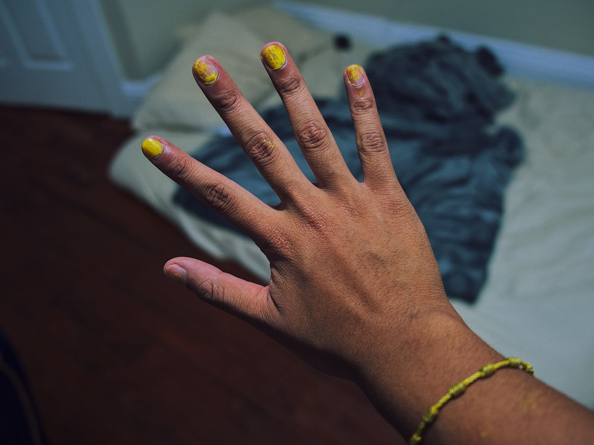 I put on yellow nail polish today.